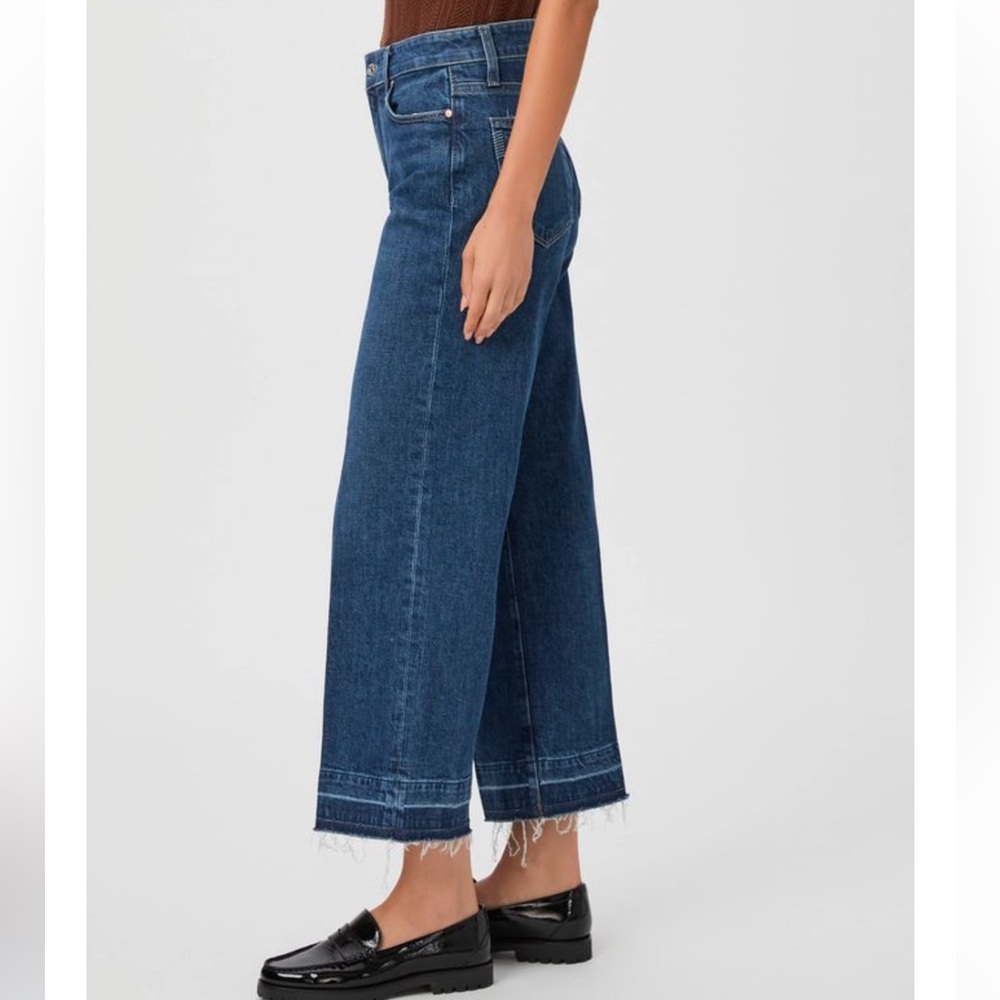 NWT Paige Anessa Wide leg cropped in Alana undone hem Size 28 - Picture 3 of 8